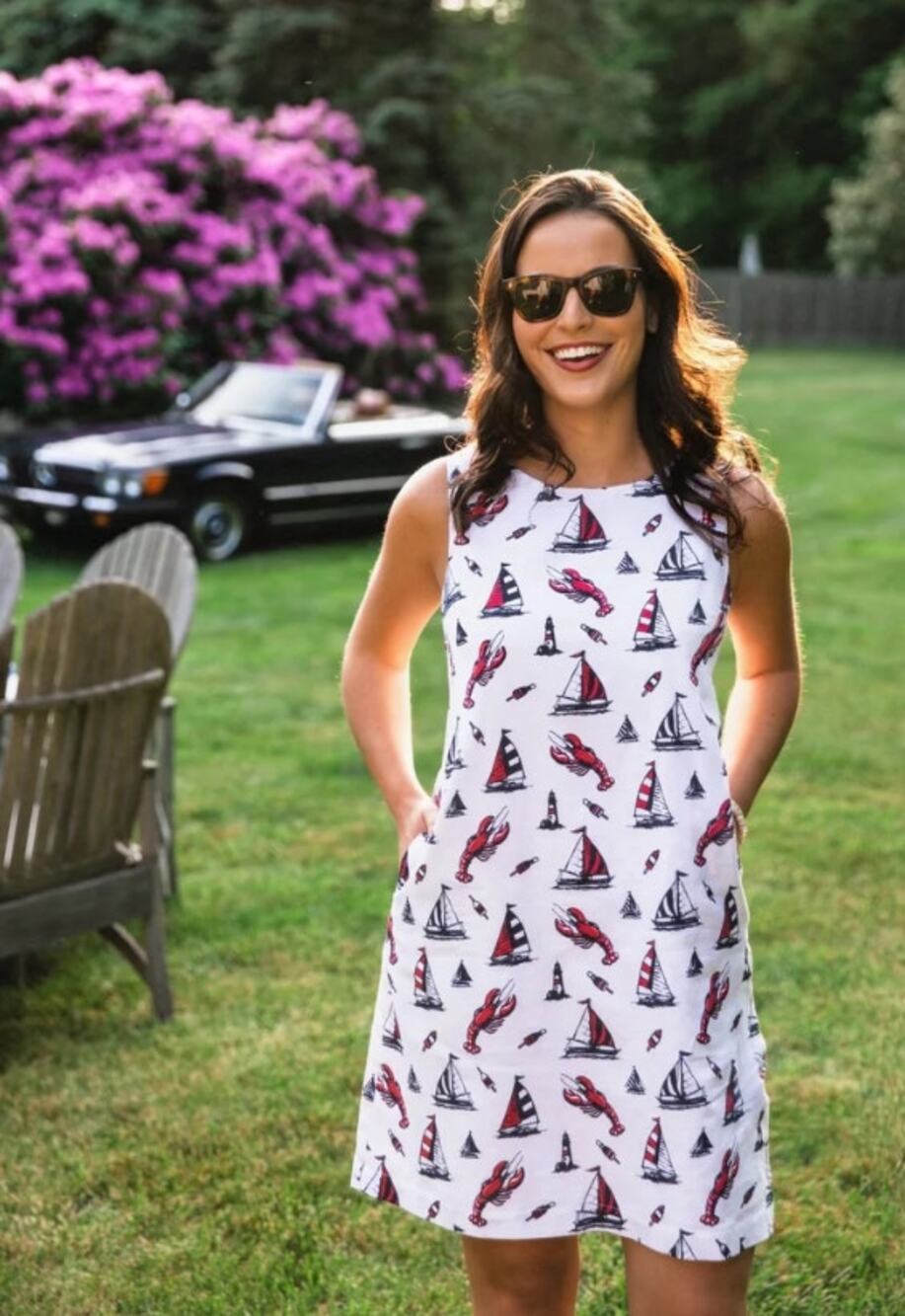Kiel James Patrick KJP Lobster Harbor Linen Blend Dress Size 12